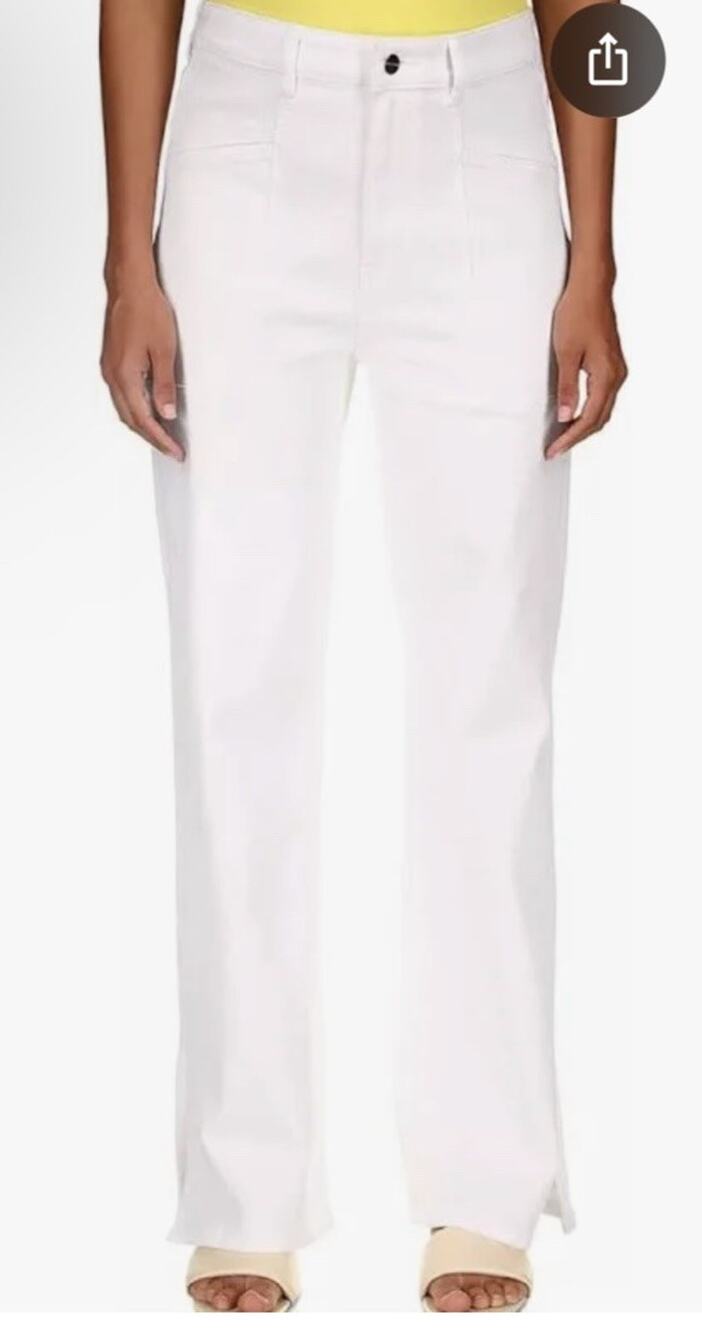 Sanctuary Jeans White Straight Leg Mod Pocket High-Rise Ankle Slit Sz 16W